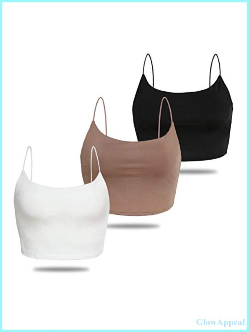 Women's Basic Solid Double Layer Crop Tank Top Slim Fit Spaghetti Strap Scoop
